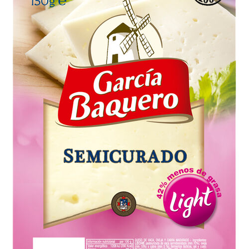 Queso semicurado Light en lonchas GARC&Iacute;A BAQUERO 150g image number