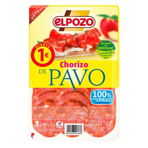 Chorizo de pavo en lonchas ELPOZO 70g image number