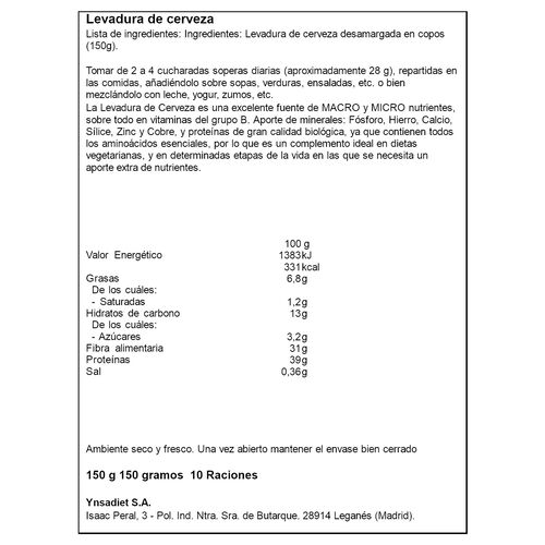 Levadura de cerveza NATURTIERRA 150g image number
