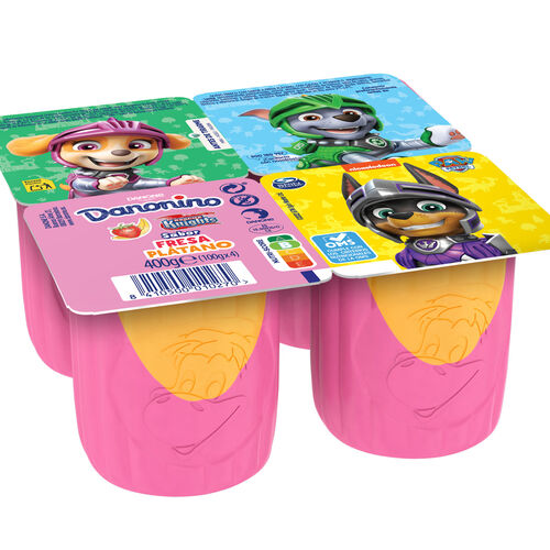 Postre infantil maxi fresa y pl&aacute;tano DANONINO 4x100g image number