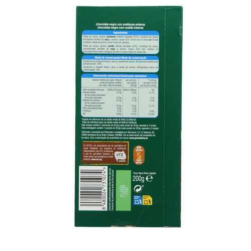 CHOCOLATE NEGRO AVELLANA ALTEZA 200g image number