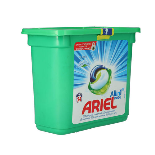 DETERGENTE CAPSULAS ARIEL PODS 3 EN 1 ALPES 19 LAVADOS image number