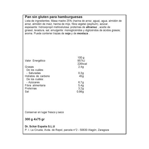 HAMBURGUESA SIN GLUTEN SCHAR 300g image number