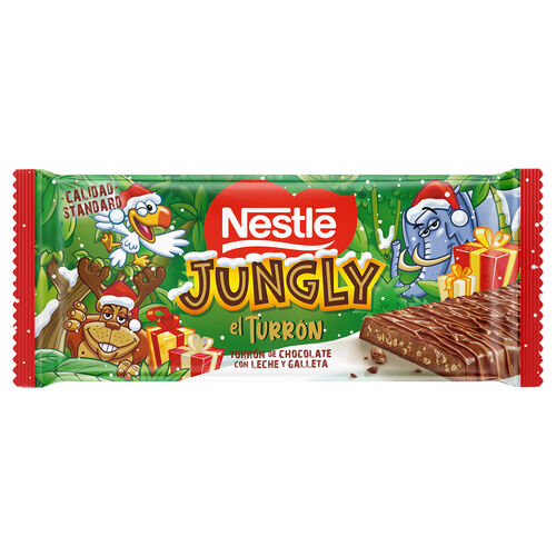 Turr&oacute;n de chocolate con leche y galleta Jungly NESTL&Eacute; 232g image number