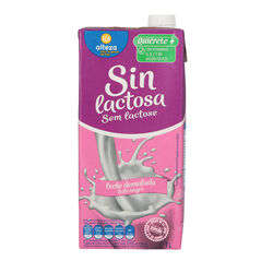 LECHE DESNATADA SIN LACTOSA ENRIQUECIDA EN VITAMINAS E A B9 Y D. UHT.