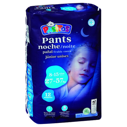Pa&ntilde;al braguita Junior Unisex Noche PASITOS 27-57kg 12uds image number
