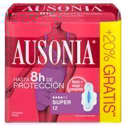 COMPRESA AUSONIA AIR-DRY ALAS SUPER 12uds