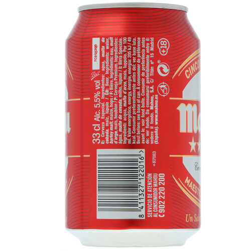 Cerveza MAHOU 5 Estrellas 33cl image number