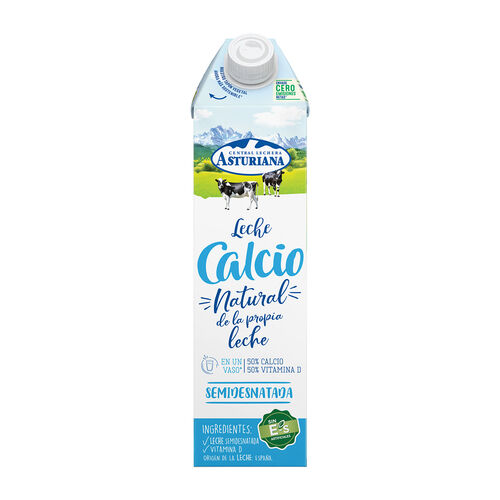 LECHE CON CALCIO SEMIDESNATADA CENTRAL LECHERA ASTURIANA 1L image number