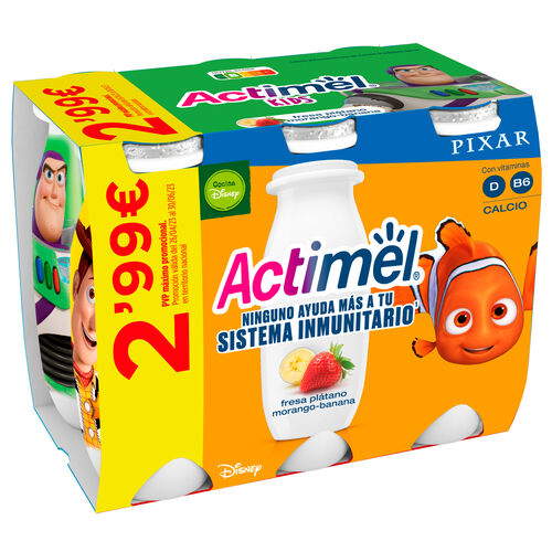 Bebida l&aacute;ctea con fresa y pl&aacute;tano ACTIMEL 6x100g image number