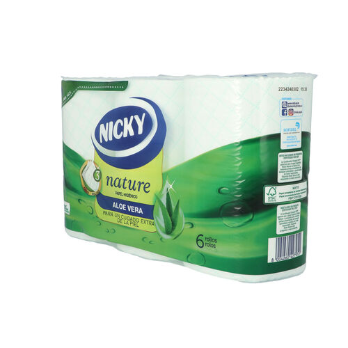 Papel higienico nature 3 capas NICKY 6uds image number