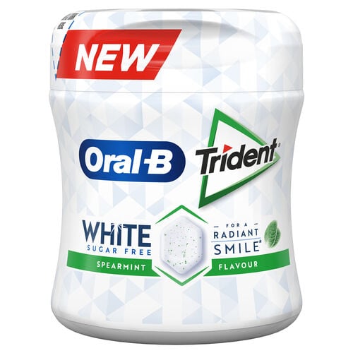 CHICLE TRIDENT ORAL B WHITE BOTE 68g image number