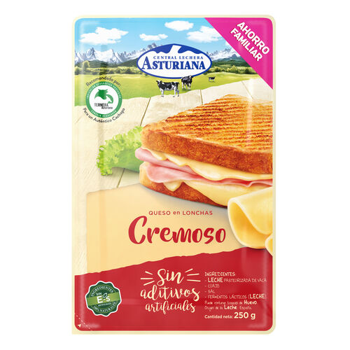 QUESO EN LONCHAS CREMOSO CENTRAL LECHERA ASTURIANA 250g image number