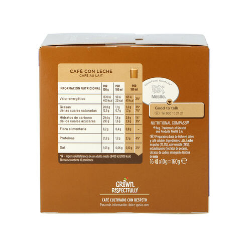 CAFÉ CON LECHE DOLCE GUSTO NESTLÉ 16 cápsulas image number