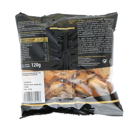 MINI TOSTAS CON PASAS DELEITUM 120g image number