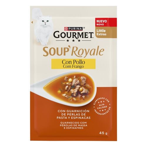 Comida h&uacute;meda para gato adulto Soup Royale con pollo GOURMET 45g image number