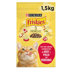 Comida seca para gato adulto con buey y verduras pienso FRISKIES 1,5kg