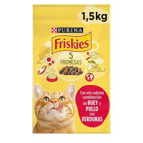 Comida seca para gato adulto con buey y verduras pienso FRISKIES 1,5kg image number