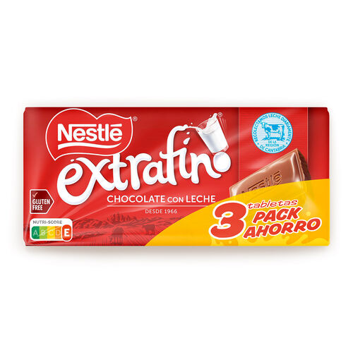 Chocolate con leche nestlé Extrafino 3x125g image number