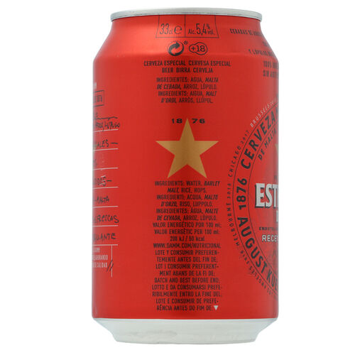 CERVEZA ESTRELLA DAMM LATA 33cl image number