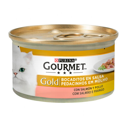 ALIMENTO HÚMEDO GATO GOLD CON SALMÓN Y POLLO PURINA GOURMET 85g image number