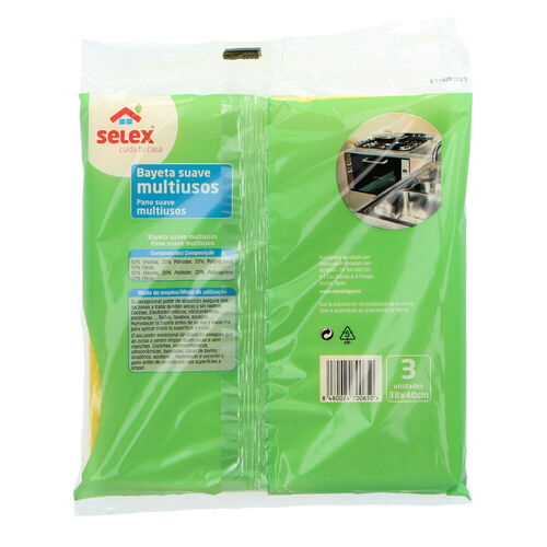 BAYETA AMARILLA SELEX 30X40 PACK 6uds image number