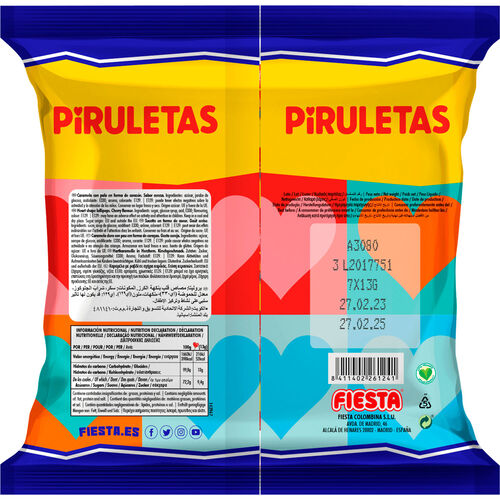 PIRULETAS DE CORAZON FIESTA 7uds 91g image number