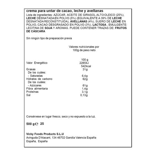 Crema de cacao con leche y avellanas ALTEZA 500g image number