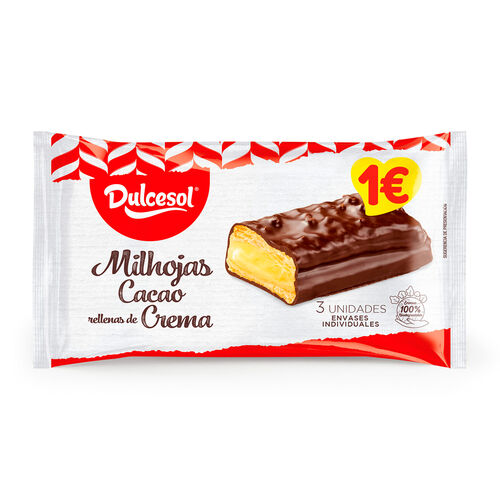 Milhojas cacao rellenas de crema DULCESOL 150g image number