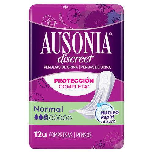 COMPRESA PARA INCONTINENCIA NORMAL AUSONIA DISCRET 12uds image number