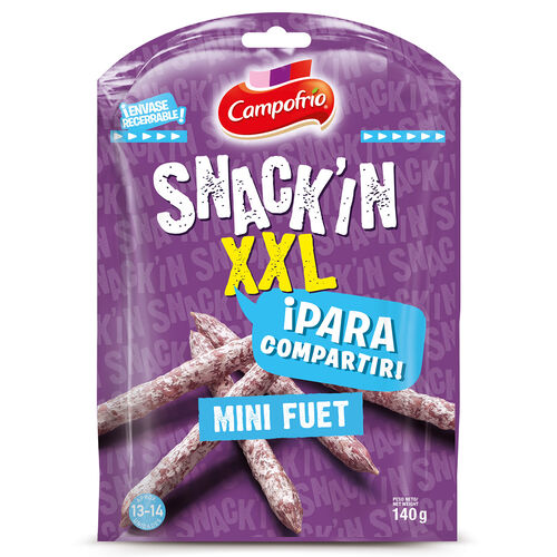 Snack'In XXL Mini Fuet CAMPOFR&Iacute;O 140g image number