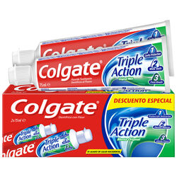 DENTÍFRICO COLGATE TRIPLE ACCIÓN DUPLO 75ml  PACK-2