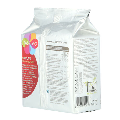 CAFE TASSIMO MARCILLA CON LECHE 16 CAPSULAS image number