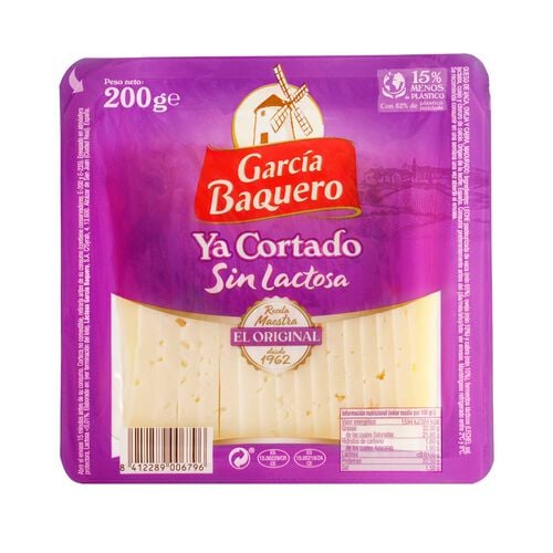 QUESO SIN LACTOSA CORTADO GARCIA BAQUERO 200g image number