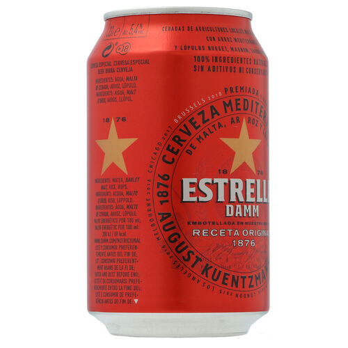 CERVEZA ESTRELLA DAMM LATA 33cl image number