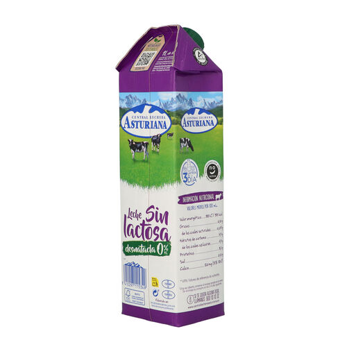 LECHE SIN LACTOSA DESNATADA CENTRAL LECHERA ASTURIANA 1L image number
