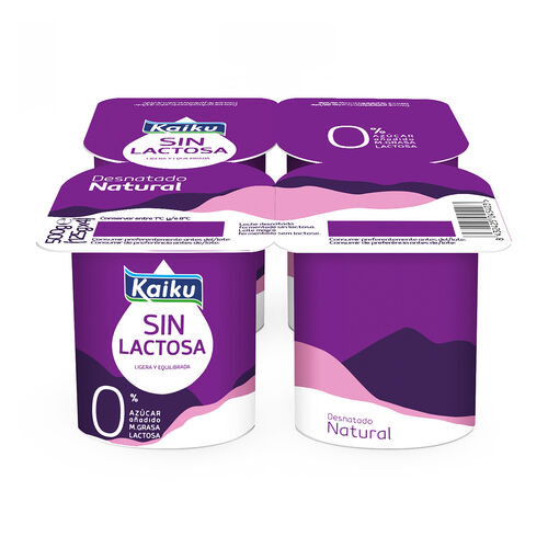 Yogur desnatado Natural sin lactosa KAIKU 4x125g image number