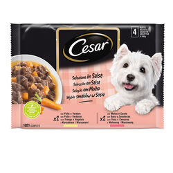 Alimento perro delicias de carne CESAR 4x100g