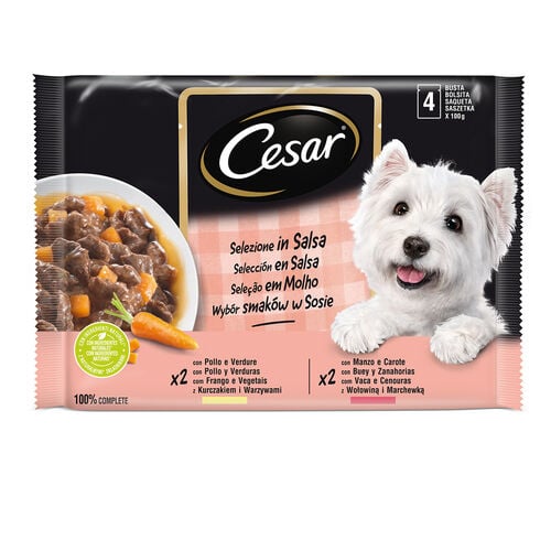 Alimento perro delicias de carne CESAR 4x100g image number
