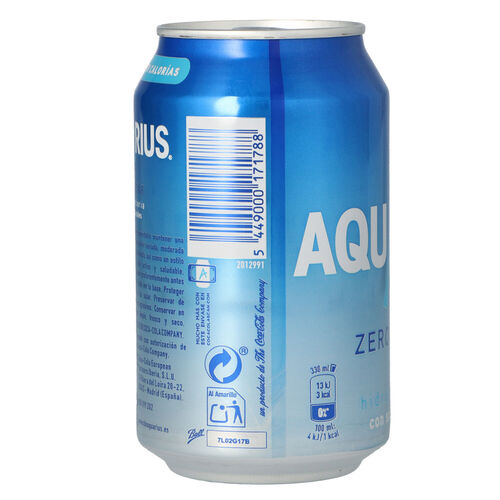 Bebida isot&oacute;nica AQUARIUS Zero 33cl image number