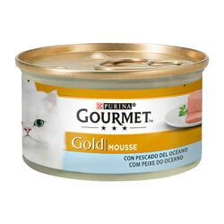 Comida h&uacute;meda para gato adulto mousse con pescado GOURMET Gold 85g
