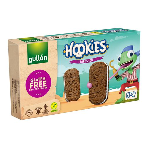 GALLETAS HOOKIES SANDWICH CREMA BLANCA SIN GLUTEN GULLON 230g image number