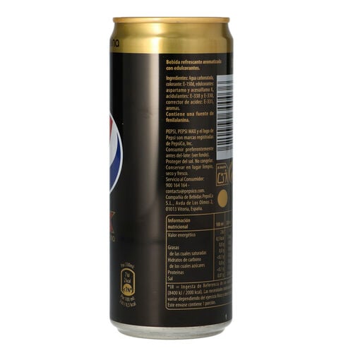 PEPSI MAX ZERO SIN CAFEINA LATA 33cl image number