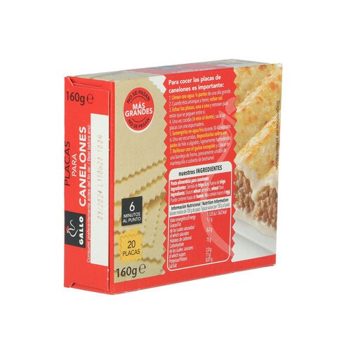 CANELONES GALLO 160g 20 PLACAS image number
