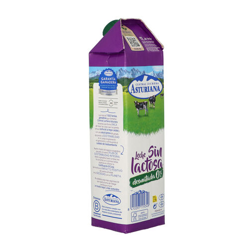 LECHE SIN LACTOSA DESNATADA CENTRAL LECHERA ASTURIANA 1L image number
