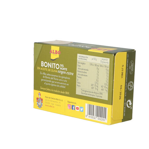 Bonito del Norte en aceite de oliva Virgen Extra ALBO 112g image number