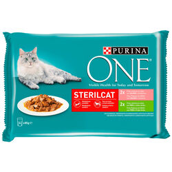 Comida h&uacute;meda para gato esterilizado ONE 4x85g