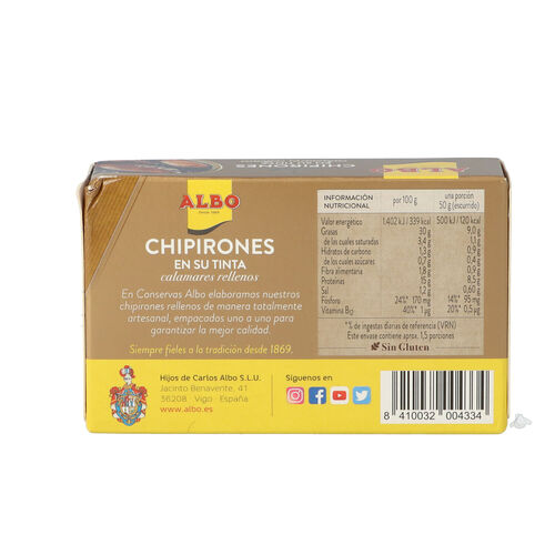 CHIPIRON RELLENO EN SU TINTA ALBO 112g image number