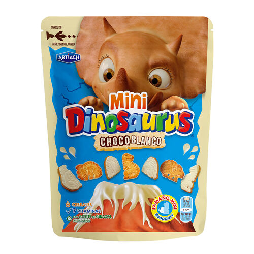 GALLETAS MINI DINOSAURUS CHOCOLATE BLANCO ARTIACH 100g image number