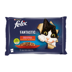 Comida h&uacute;meda para gato adulto Fantastic fest&iacute;n de sabores FELIX 4x85g
